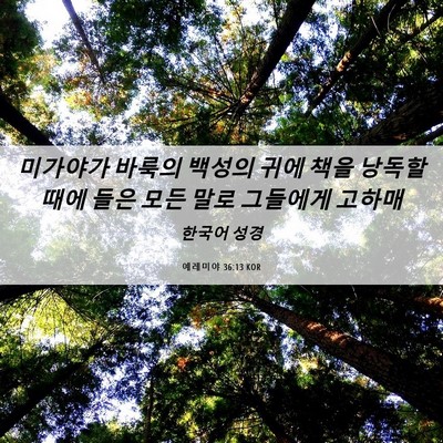 Picture 06 - 예레미야 36:13 KOR - 미가야가 바룩의 백성의 귀에 책을 - Bible Verse Picture