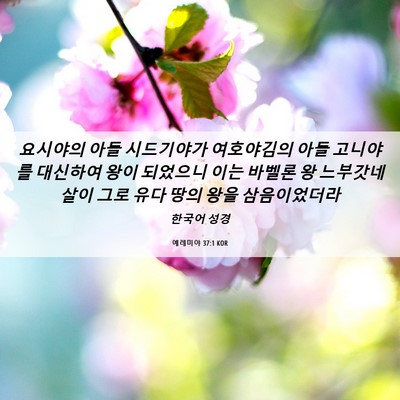 Picture 06 - 예레미야 37:1 KOR - 요시야의 아들 시드기야가 - Bible Verse Picture
