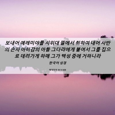 Picture 06 - 예레미야 39:14 KOR - 보내어 예레미야를 시위대 뜰에서 - Bible Verse Picture