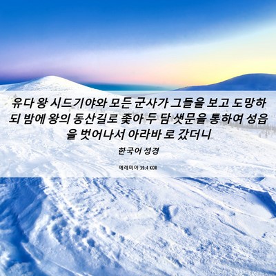 Picture 06 - 예레미야 39:4 KOR - 유다 왕 시드기야와 모든 군사가 - Bible Verse Picture