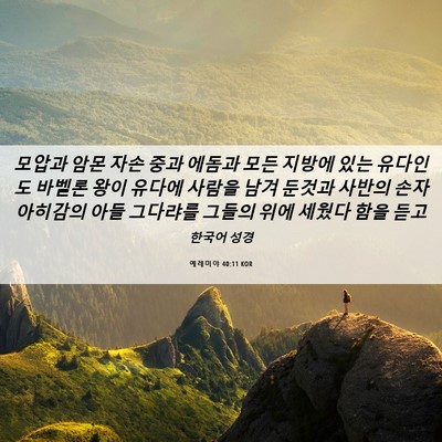 Picture 06 - 예레미야 40:11 KOR - 모압과 암몬 자손 중과 에돔과 모든 - Bible Verse Picture
