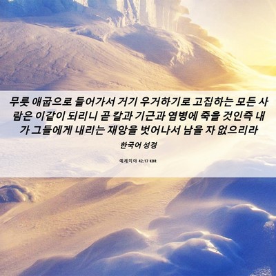 Picture 06 - 예레미야 42:17 KOR - 무릇 애굽으로 들어가서 거기 - Bible Verse Picture