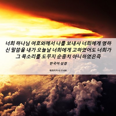 Picture 06 - 예레미야 42:21 KOR - 너희 하나님 여호와께서 나를 보내사 - Bible Verse Picture