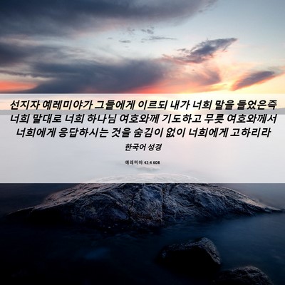 Picture 06 - 예레미야 42:4 KOR - 선지자 예레미야가 그들에게 이르되 - Bible Verse Picture