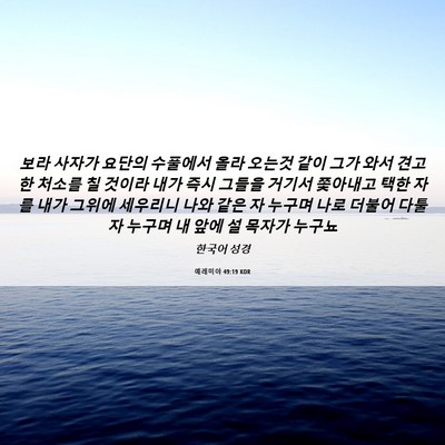 Picture 06 - 예레미야 49:19 KOR - 보라 사자가 요단의 수풀에서 올라 - Bible Verse Picture