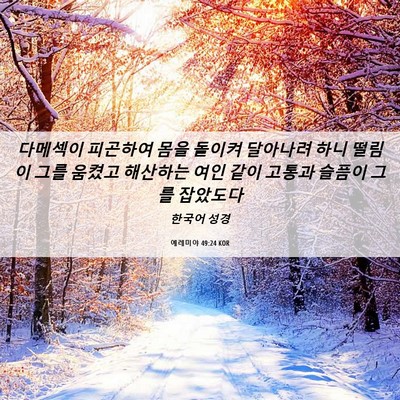Picture 06 - 예레미야 49:24 KOR - 다메섹이 피곤하여 몸을 돌이켜 - Bible Verse Picture