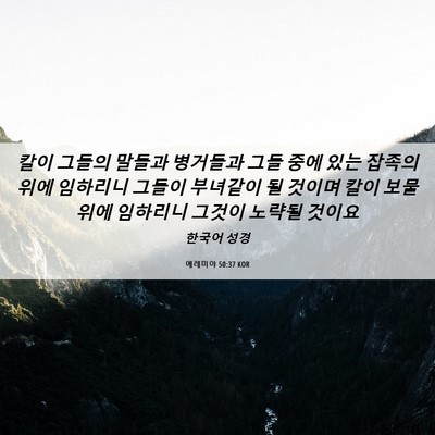 Picture 06 - 예레미야 50:37 KOR - 칼이 그들의 말들과 병거들과 그들 - Bible Verse Picture