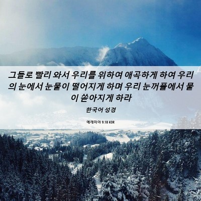 Picture 06 - 예레미야 9:18 KOR - 그들로 빨리 와서 우리를 위하여 - Bible Verse Picture