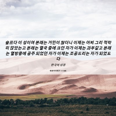 Picture 06 - 예레미야애가 1:1 KOR - 슬프다 이 성이여 본래는 거민이 - Bible Verse Picture