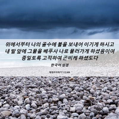 Picture 06 - 예레미야애가 1:13 KOR - 위에서부터 나의 골수에 불을 보내어 - Bible Verse Picture