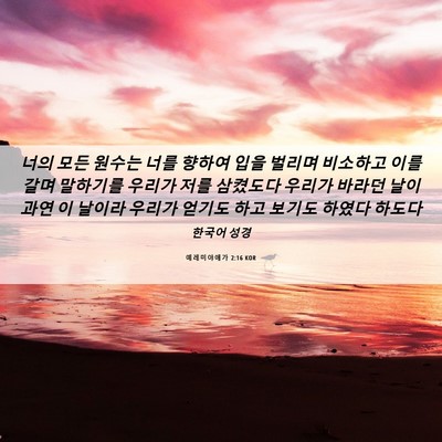 Picture 06 - 예레미야애가 2:16 KOR - 너의 모든 원수는 너를 향하여 입을 - Bible Verse Picture