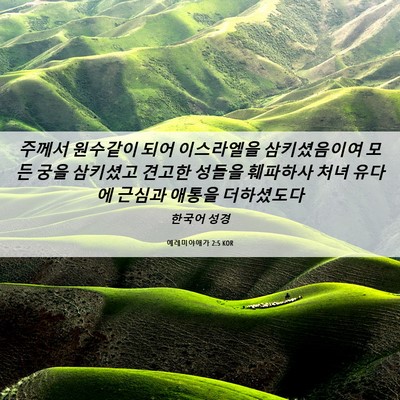 Picture 06 - 예레미야애가 2:5 KOR - 주께서 원수같이 되어 이스라엘을 - Bible Verse Picture