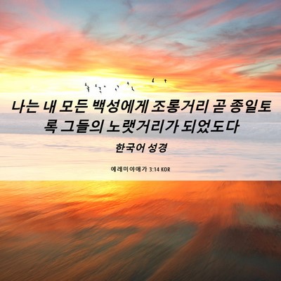 Picture 06 - 예레미야애가 3:14 KOR - 나는 내 모든 백성에게 조롱거리 곧 - Bible Verse Picture