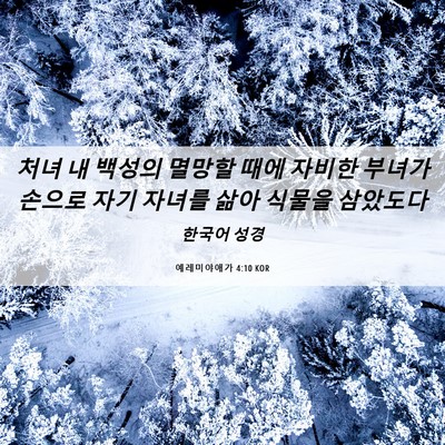 Picture 06 - 예레미야애가 4:10 KOR - 처녀 내 백성의 멸망할 때에 자비한 - Bible Verse Picture