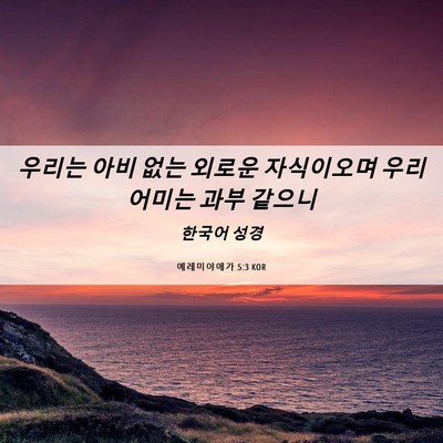 Picture 06 - 예레미야애가 5:3 KOR - 우리는 아비 없는 외로운 자식이오며 - Bible Verse Picture