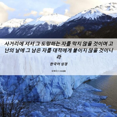 Picture 06 - 오바댜 1:14 KOR - 사거리에 서서 그 도망하는 자를 - Bible Verse Picture