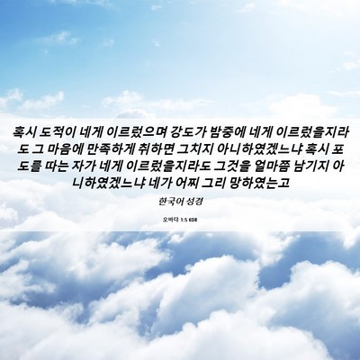 Picture 06 - 오바댜 1:5 KOR - 혹시 도적이 네게 이르렀으며 강도가 - Bible Verse Picture
