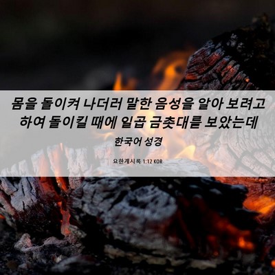 Picture 06 - 요한계시록 1:12 KOR - 몸을 돌이켜 나더러 말한 음성을 - Bible Verse Picture