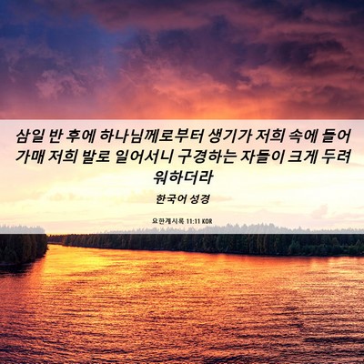 Picture 06 - 요한계시록 11:11 KOR - 삼일 반 후에 하나님께로부터 생기가 - Bible Verse Picture