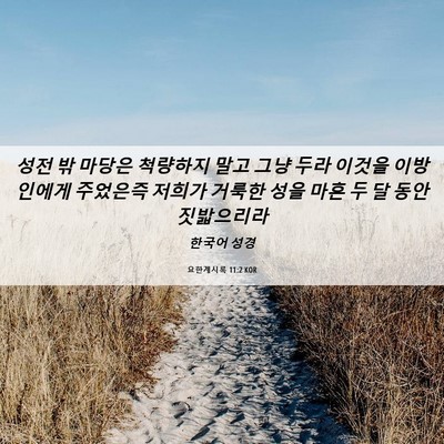 Picture 06 - 요한계시록 11:2 KOR - 성전 밖 마당은 척량하지 말고 그냥 - Bible Verse Picture