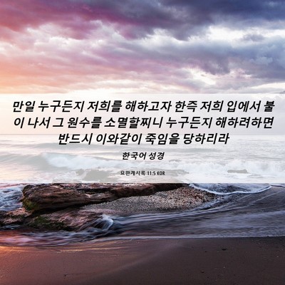 Picture 06 - 요한계시록 11:5 KOR - 만일 누구든지 저희를 해하고자 한즉 - Bible Verse Picture