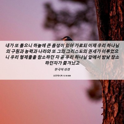 Picture 06 - 요한계시록 12:10 KOR - 내가 또 들으니 하늘에 큰 음성이 - Bible Verse Picture