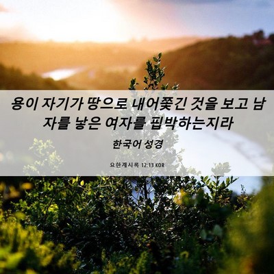 Picture 06 - 요한계시록 12:13 KOR - 용이 자기가 땅으로 내어쫓긴 것을 - Bible Verse Picture