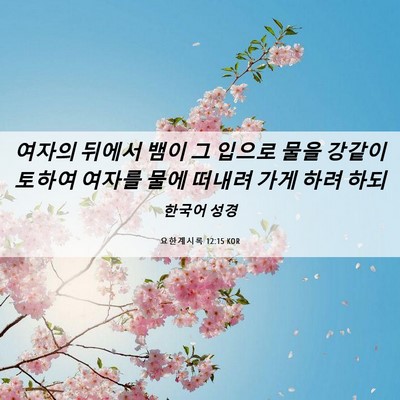 Picture 06 - 요한계시록 12:15 KOR - 여자의 뒤에서 뱀이 그 입으로 물을 - Bible Verse Picture