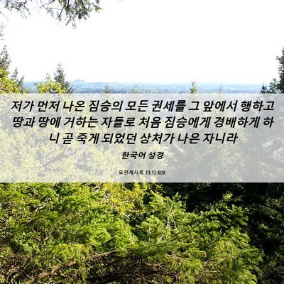 Picture 06 - 요한계시록 13:12 KOR - 저가 먼저 나온 짐승의 모든 권세를 - Bible Verse Picture