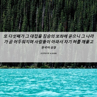 Picture 06 - 요한계시록 16:10 KOR - 또 다섯째가 그 대접을 짐승의 - Bible Verse Picture