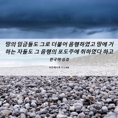 Picture 06 - 요한계시록 17:2 KOR - 땅의 임금들도 그로 더불어 - Bible Verse Picture