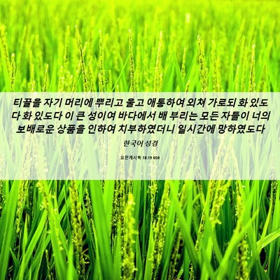 Picture 06 - 요한계시록 18:19 KOR - 티끌을 자기 머리에 뿌리고 울고 - Bible Verse Picture