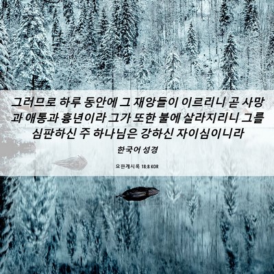 Picture 06 - 요한계시록 18:8 KOR - 그러므로 하루 동안에 그 재앙들이 - Bible Verse Picture