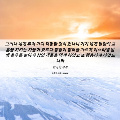 Picture 06 - 요한계시록 2:14 KOR - 그러나 네게 두어 가지 책망할 것이 - Bible Verse Picture