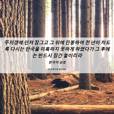 Picture 06 - 요한계시록 20:3 KOR - 무저갱에 던져 잠그고 그 위에 - Bible Verse Picture
