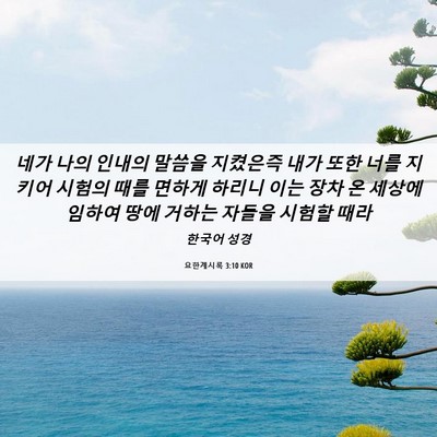 Picture 06 - 요한계시록 3:10 KOR - 네가 나의 인내의 말씀을 지켰은즉 - Bible Verse Picture