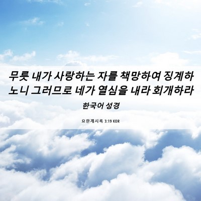 Picture 06 - 요한계시록 3:19 KOR - 무릇 내가 사랑하는 자를 책망하여 - Bible Verse Picture