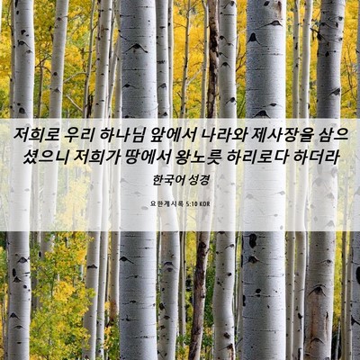 Picture 06 - 요한계시록 5:10 KOR - 저희로 우리 하나님 앞에서 나라와 - Bible Verse Picture