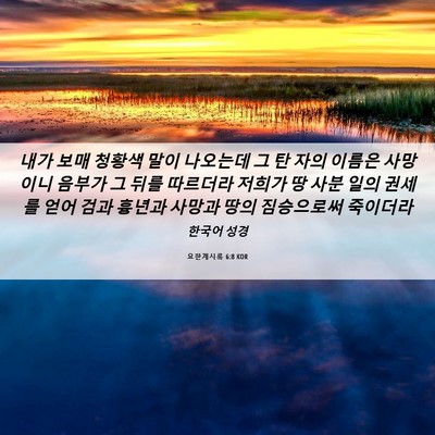 Picture 06 - 요한계시록 6:8 KOR - 내가 보매 청황색 말이 나오는데 그 - Bible Verse Picture