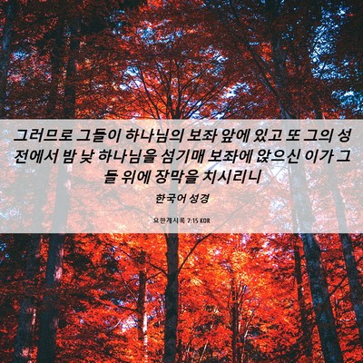 Picture 06 - 요한계시록 7:15 KOR - 그러므로 그들이 하나님의 보좌 앞에 - Bible Verse Picture