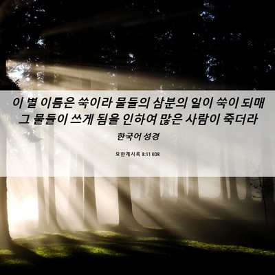 Picture 06 - 요한계시록 8:11 KOR - 이 별 이름은 쑥이라 물들의 삼분의 - Bible Verse Picture