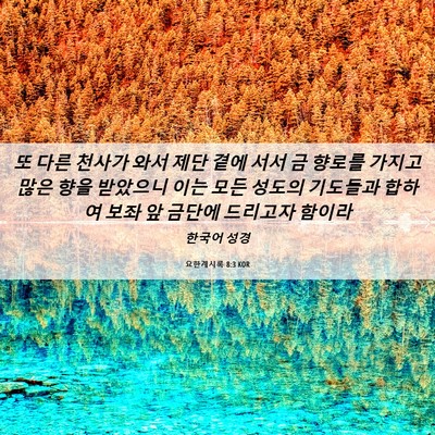 Picture 06 - 요한계시록 8:3 KOR - 또 다른 천사가 와서 제단 곁에 서서 - Bible Verse Picture
