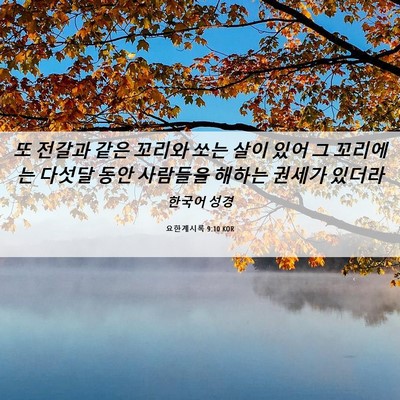 Picture 06 - 요한계시록 9:10 KOR - 또 전갈과 같은 꼬리와 쏘는 살이 - Bible Verse Picture