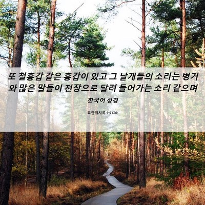 Picture 06 - 요한계시록 9:9 KOR - 또 철흉갑 같은 흉갑이 있고 그 - Bible Verse Picture