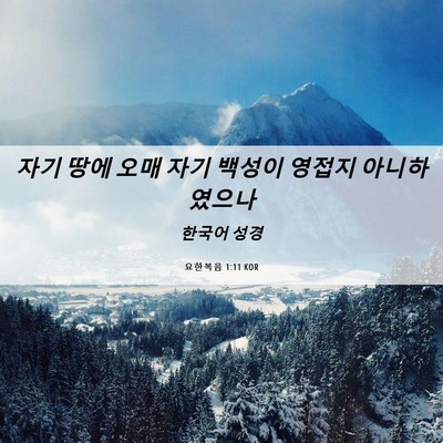 Picture 06 - 요한복음 1:11 KOR - 자기 땅에 오매 자기 백성이 영접지 - Bible Verse Picture