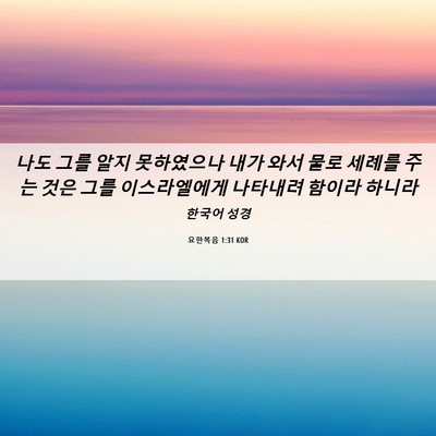 Picture 06 - 요한복음 1:31 KOR - 나도 그를 알지 못하였으나 내가 - Bible Verse Picture