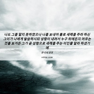 Picture 06 - 요한복음 1:33 KOR - 나도 그를 알지 못하였으나 나를 - Bible Verse Picture