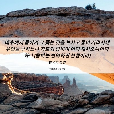 Picture 06 - 요한복음 1:38 KOR - 예수께서 돌이켜 그 좇는 것을 - Bible Verse Picture