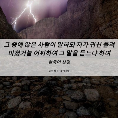 Picture 06 - 요한복음 10:20 KOR - 그 중에 많은 사람이 말하되 저가 - Bible Verse Picture