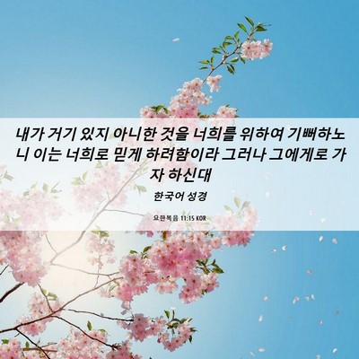 Picture 06 - 요한복음 11:15 KOR - 내가 거기 있지 아니한 것을 너희를 - Bible Verse Picture
